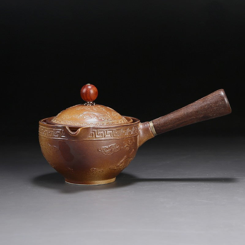 Keramikteekanne mit Holzgriff